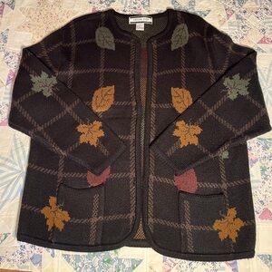 90s Leaf Pattern open Cardigan